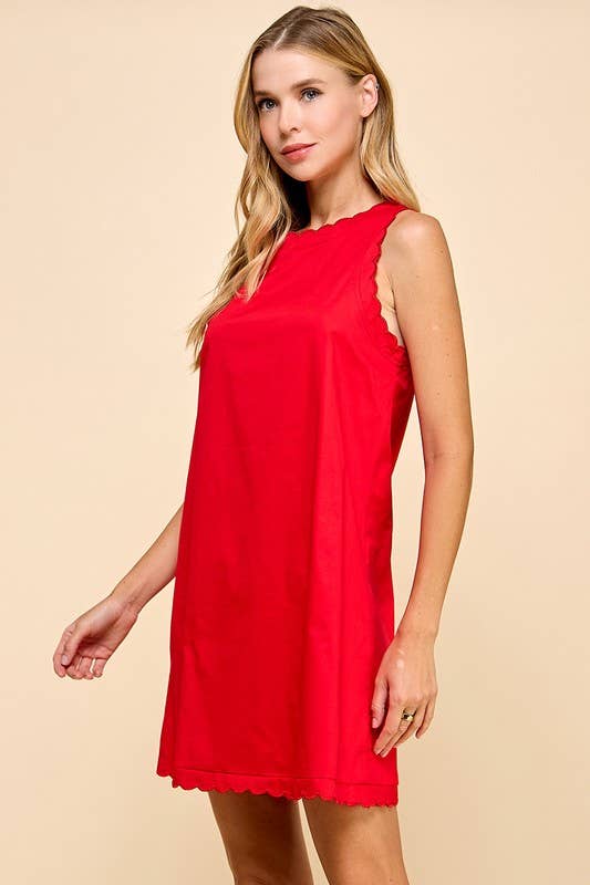 Scalloped Detail Round Neckline Dress