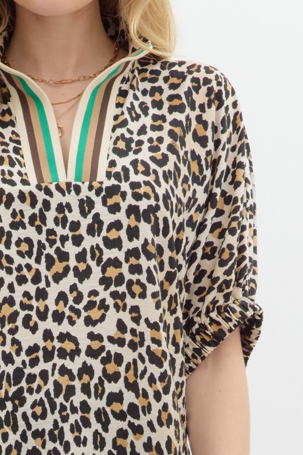 Camel Leopard Top