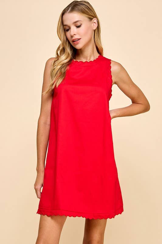 Scalloped Detail Round Neckline Dress
