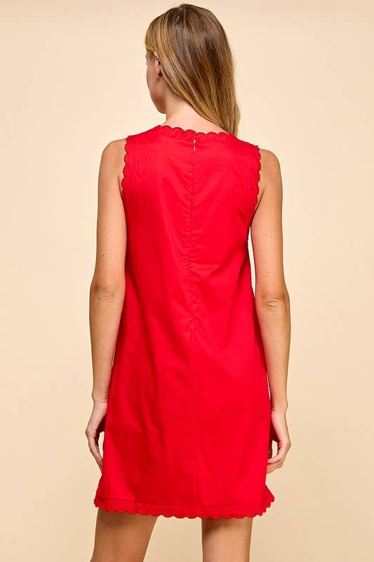 Scalloped Detail Round Neckline Dress