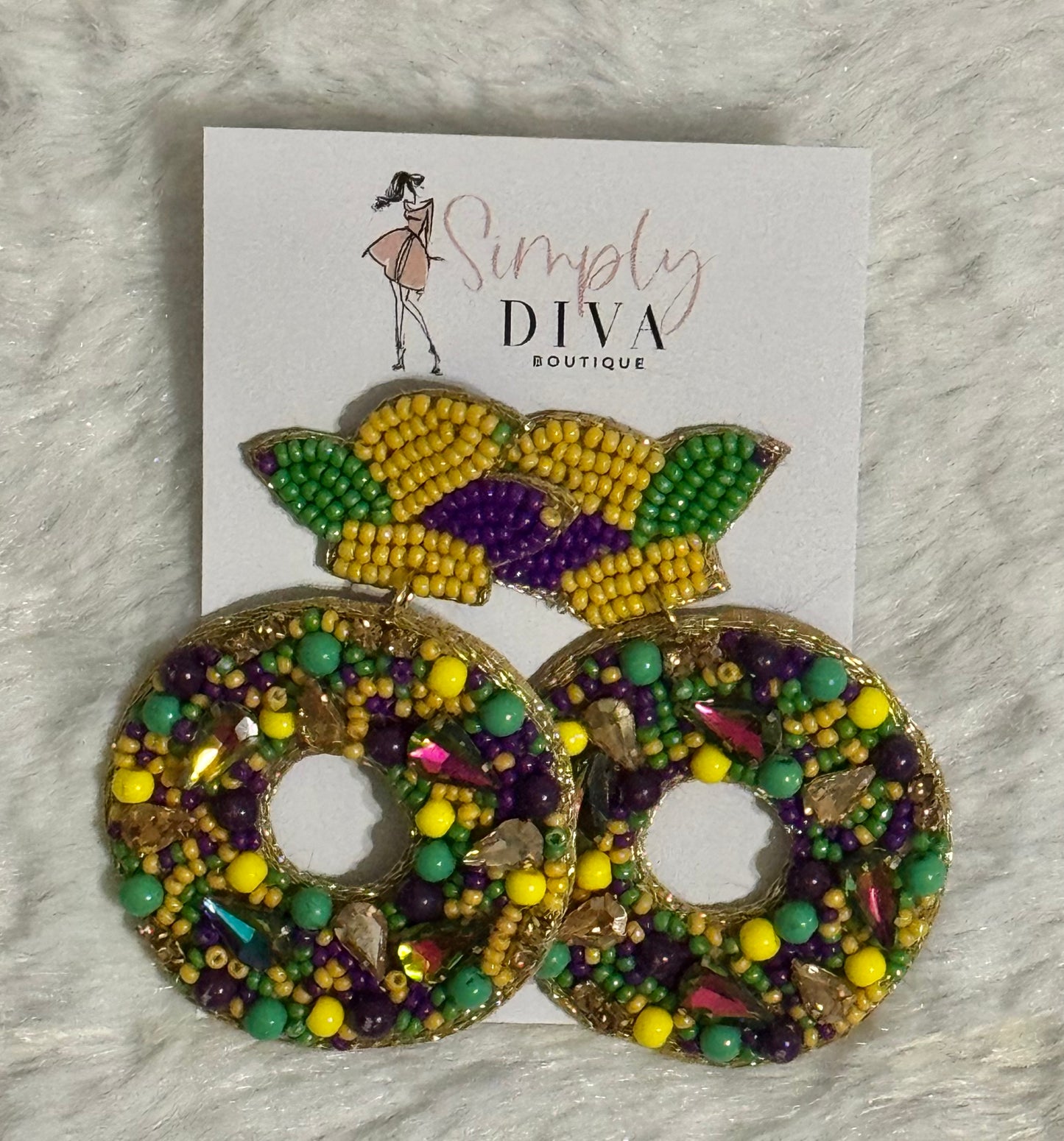 Mardi Gras King Cake earrings