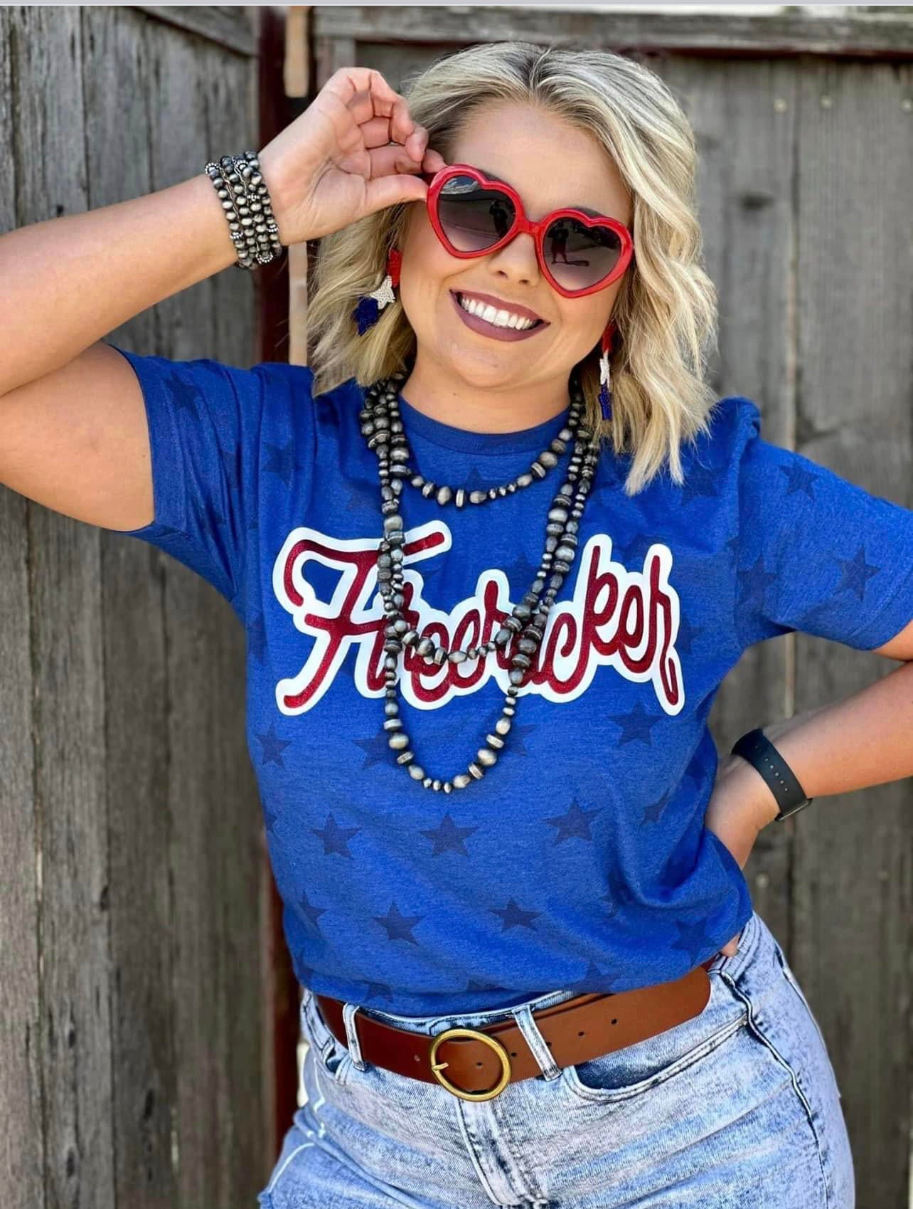 Firecracker In Red Glitter Tee