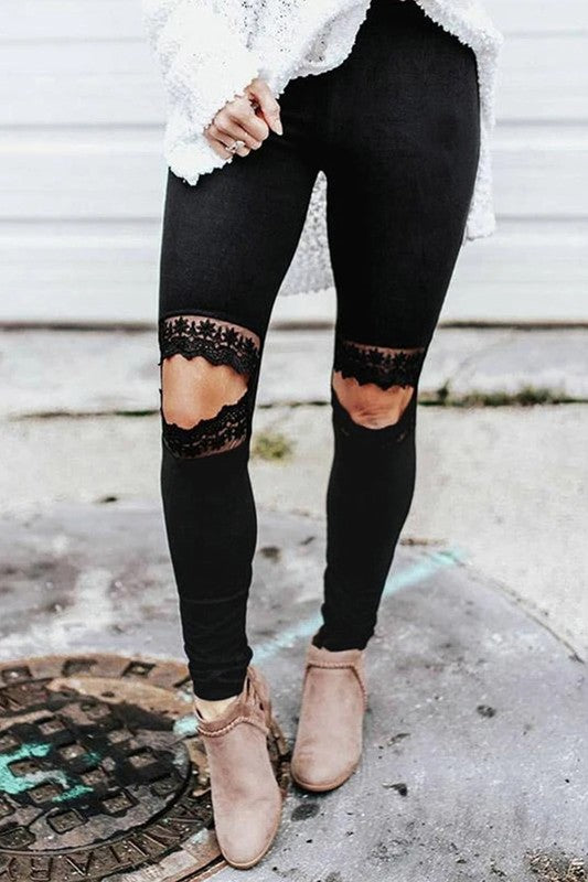Lace Hollow Out Skinny Leggings
