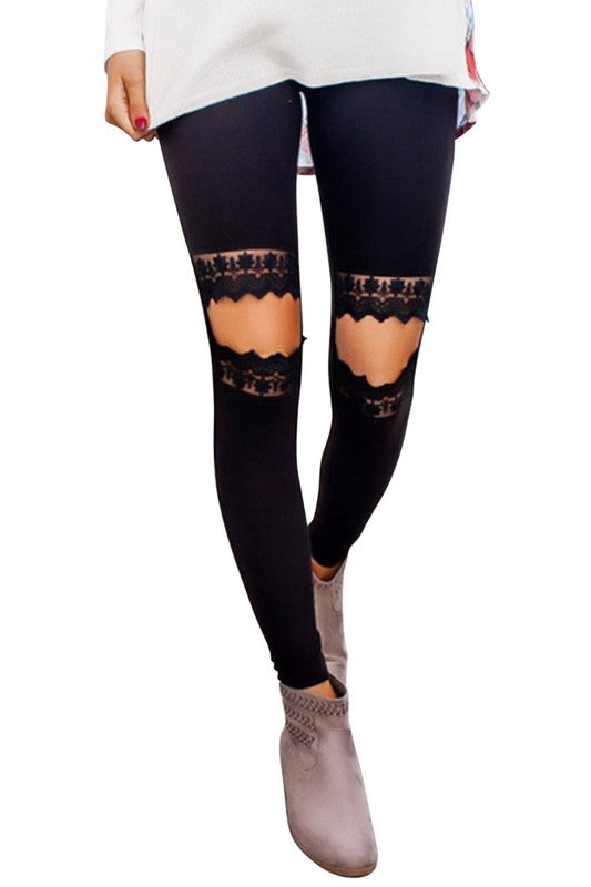 Lace Hollow Out Skinny Leggings