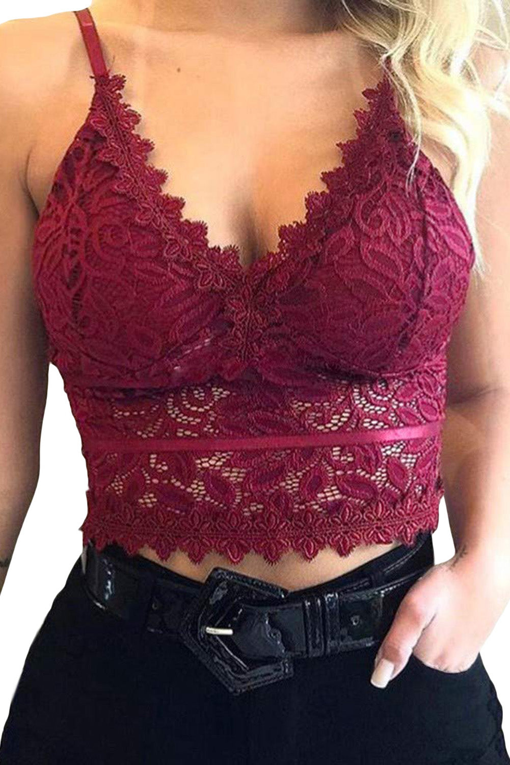 Deep V Lace Bralette Crop Top