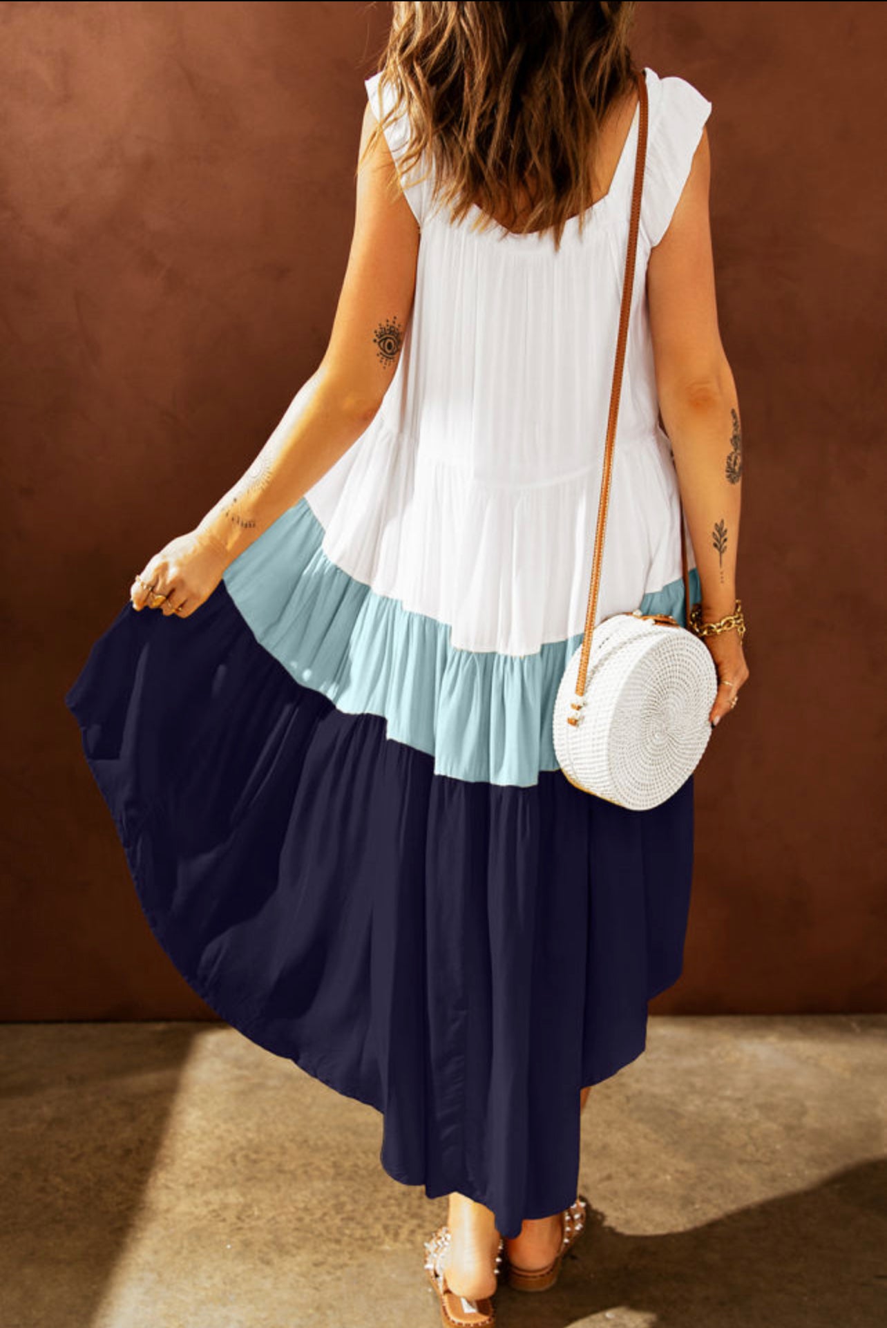 Summer Sweet Blue Colorblock Dress