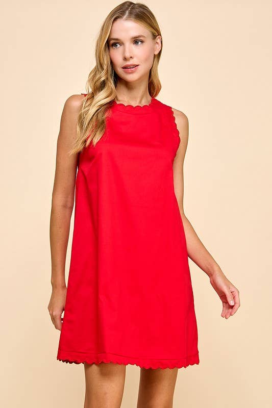 Scalloped Detail Round Neckline Dress