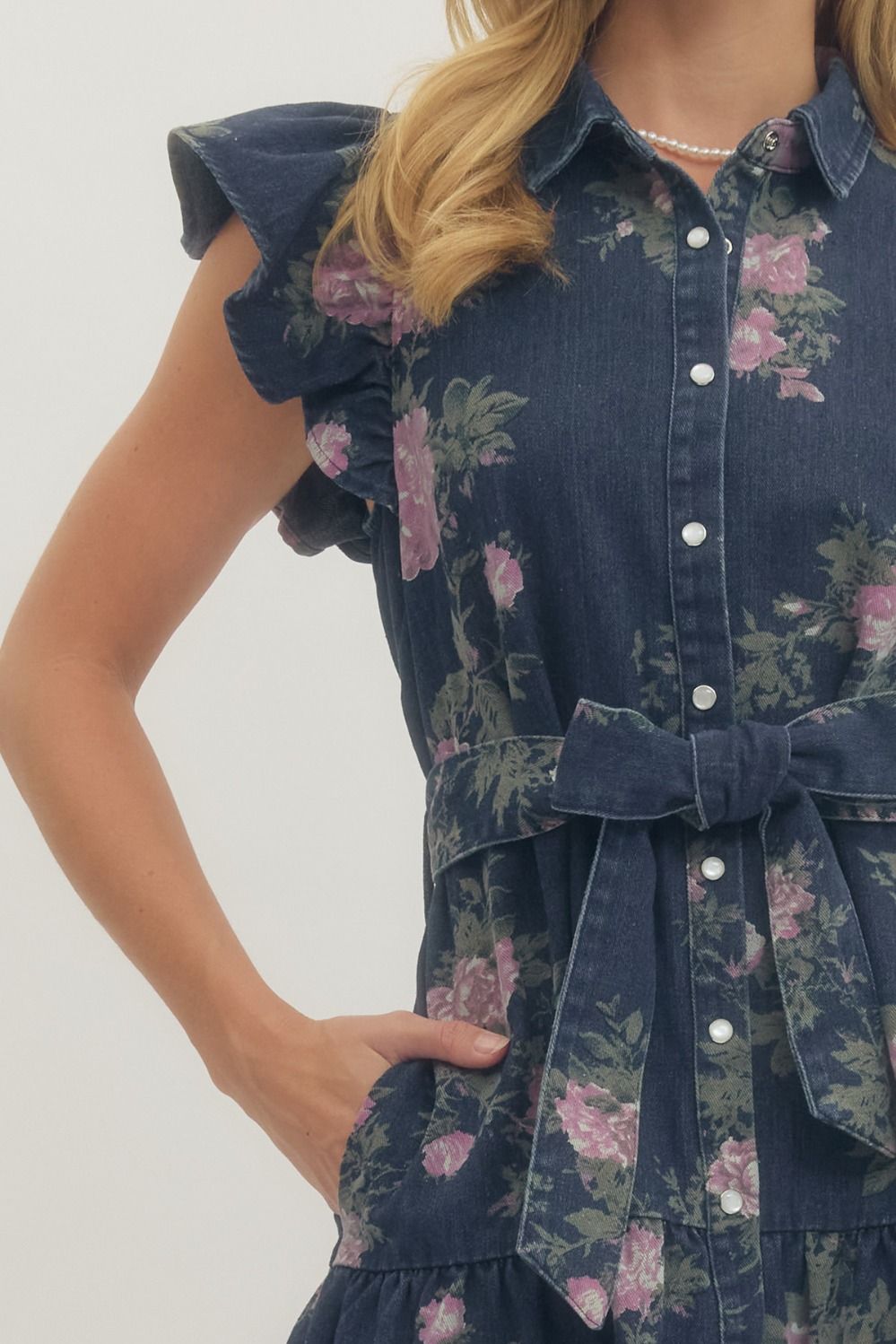 Millie Floral Denim Dress