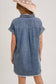FRAYED HEM DENIM DRESS