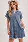 FRAYED HEM DENIM DRESS