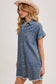 FRAYED HEM DENIM DRESS