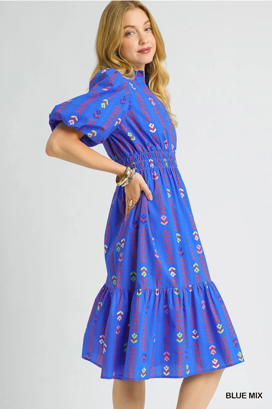 Blue Mix Midi Dress