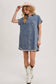 FRAYED HEM DENIM DRESS