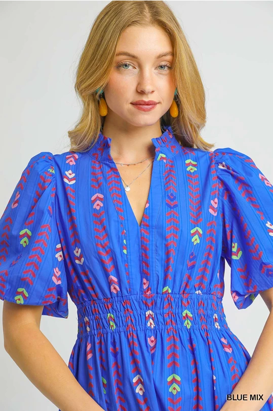 Blue Mix Midi Dress