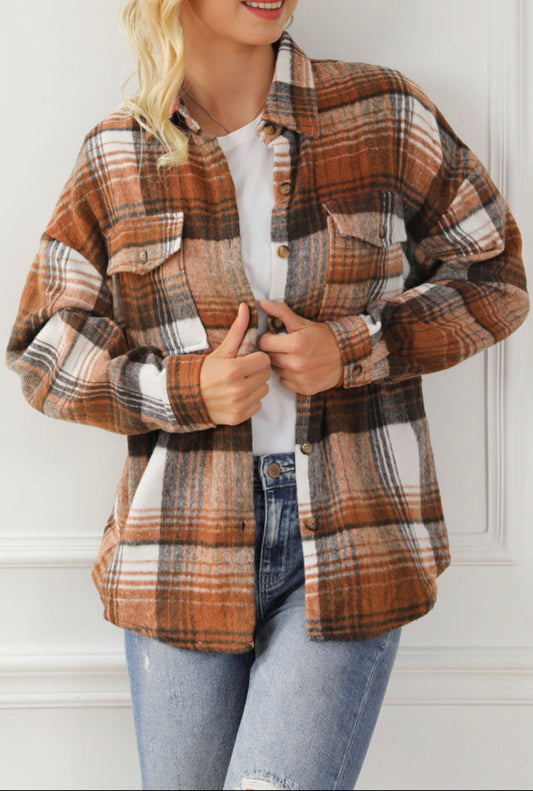 Brown plaid Shacket