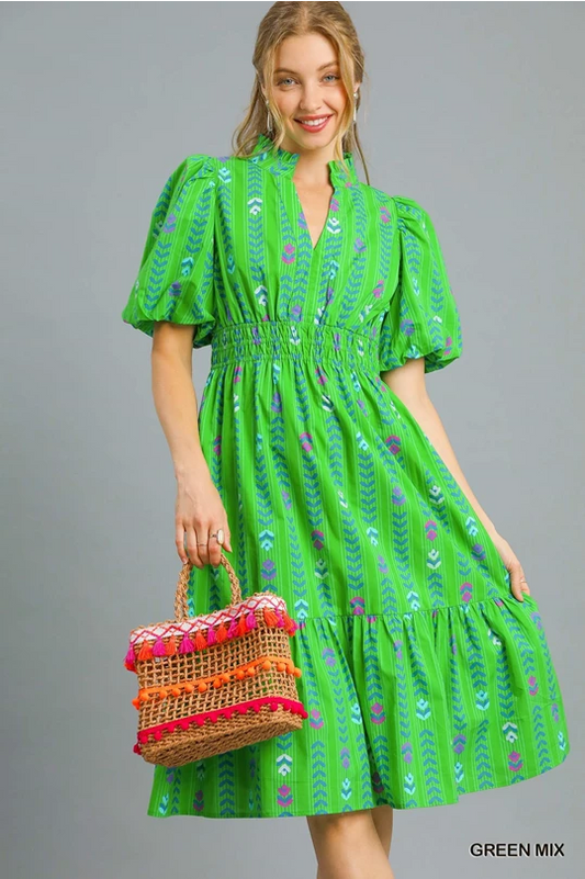 Green Mix Midi Dress