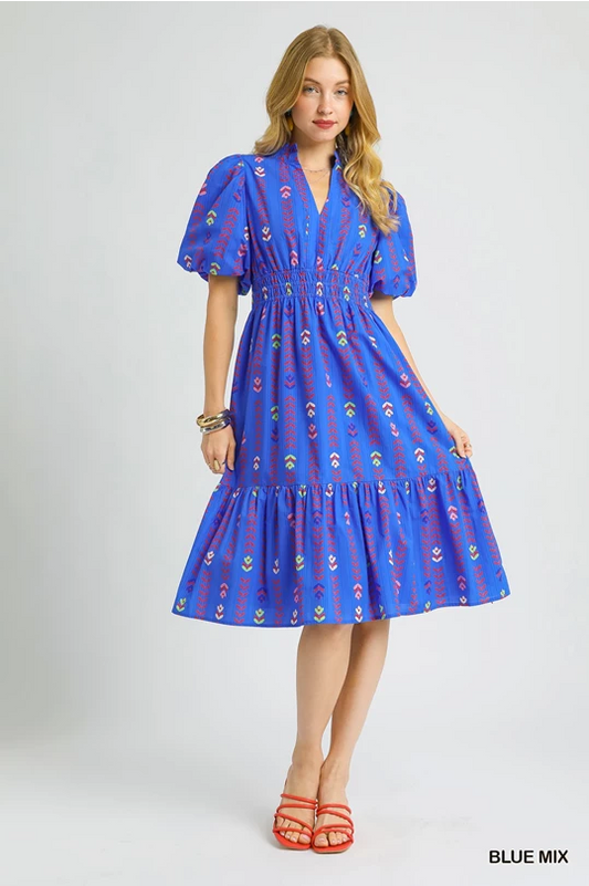 Blue Mix Midi Dress