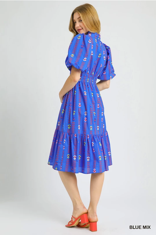 Blue Mix Midi Dress
