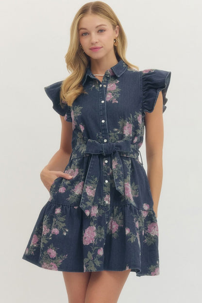 Millie Floral Denim Dress