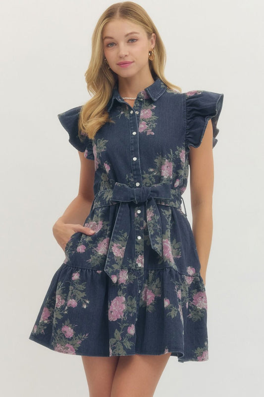 Millie Floral Denim Dress