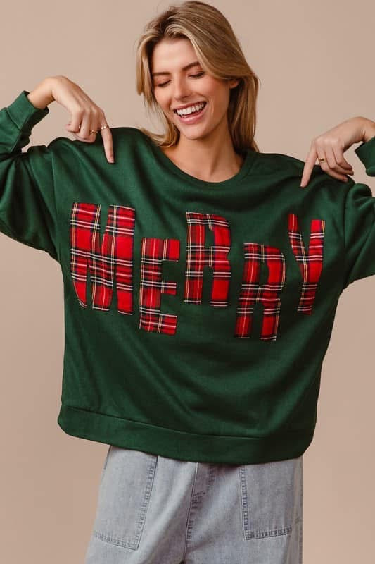 Plaid Lettering Pullover