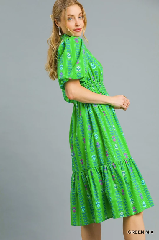 Green Mix Midi Dress