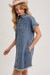 FRAYED HEM DENIM DRESS