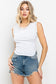 Rib sleeveless  top with studs