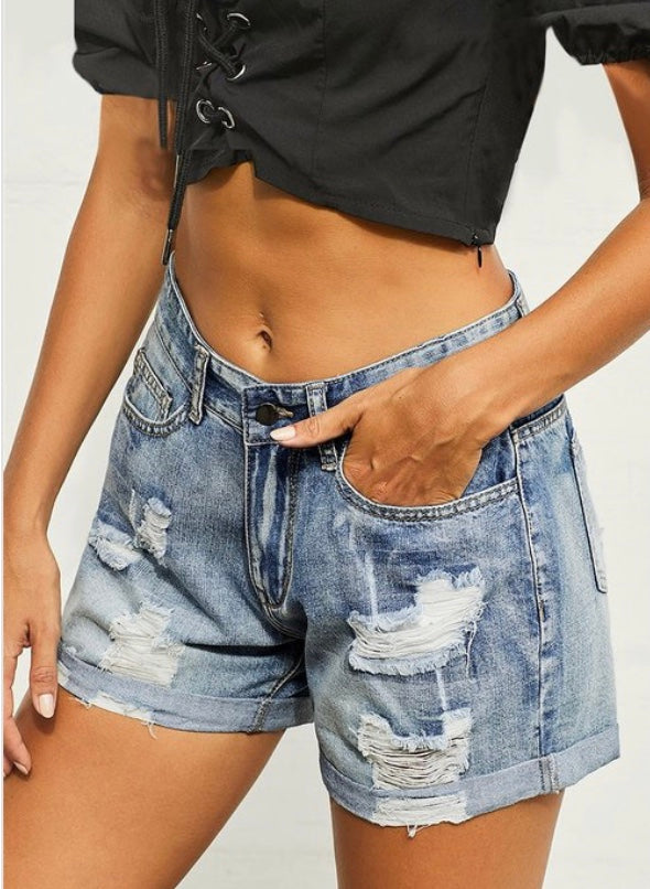 Vintage Faded & Distressed Jeans Shorts