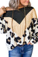 Print Color Block Cold Shoulder Long Sleeve Top
