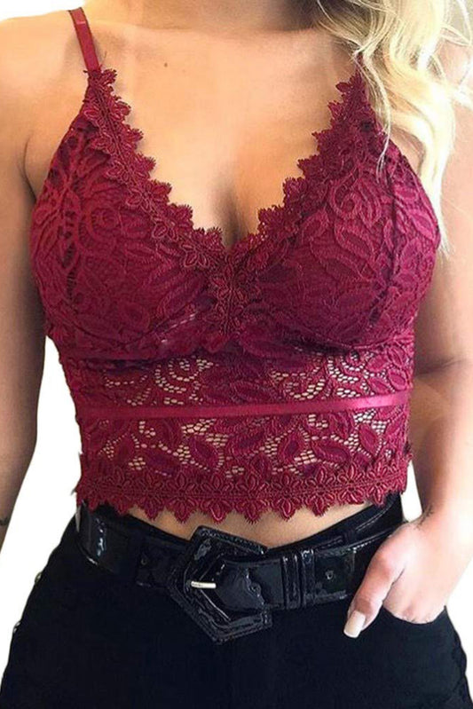 Deep V Lace Bralette Crop Top