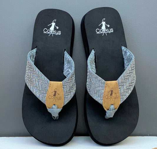 Corky’s sunsational flip flops ~ Gun Metal Sandals