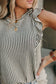 Striped Ruffle Short Sleeve Blouse”