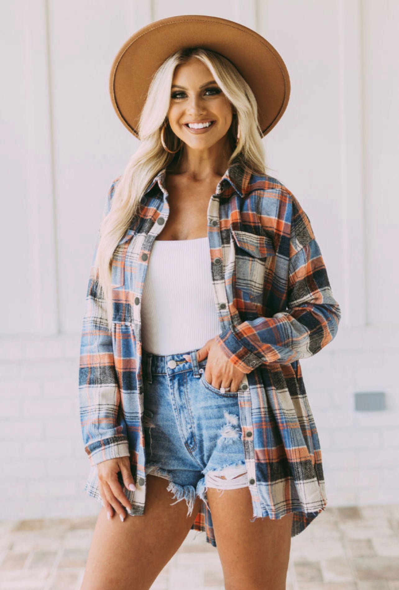 Multicolor Plaid Button Down Ruffled Shacket