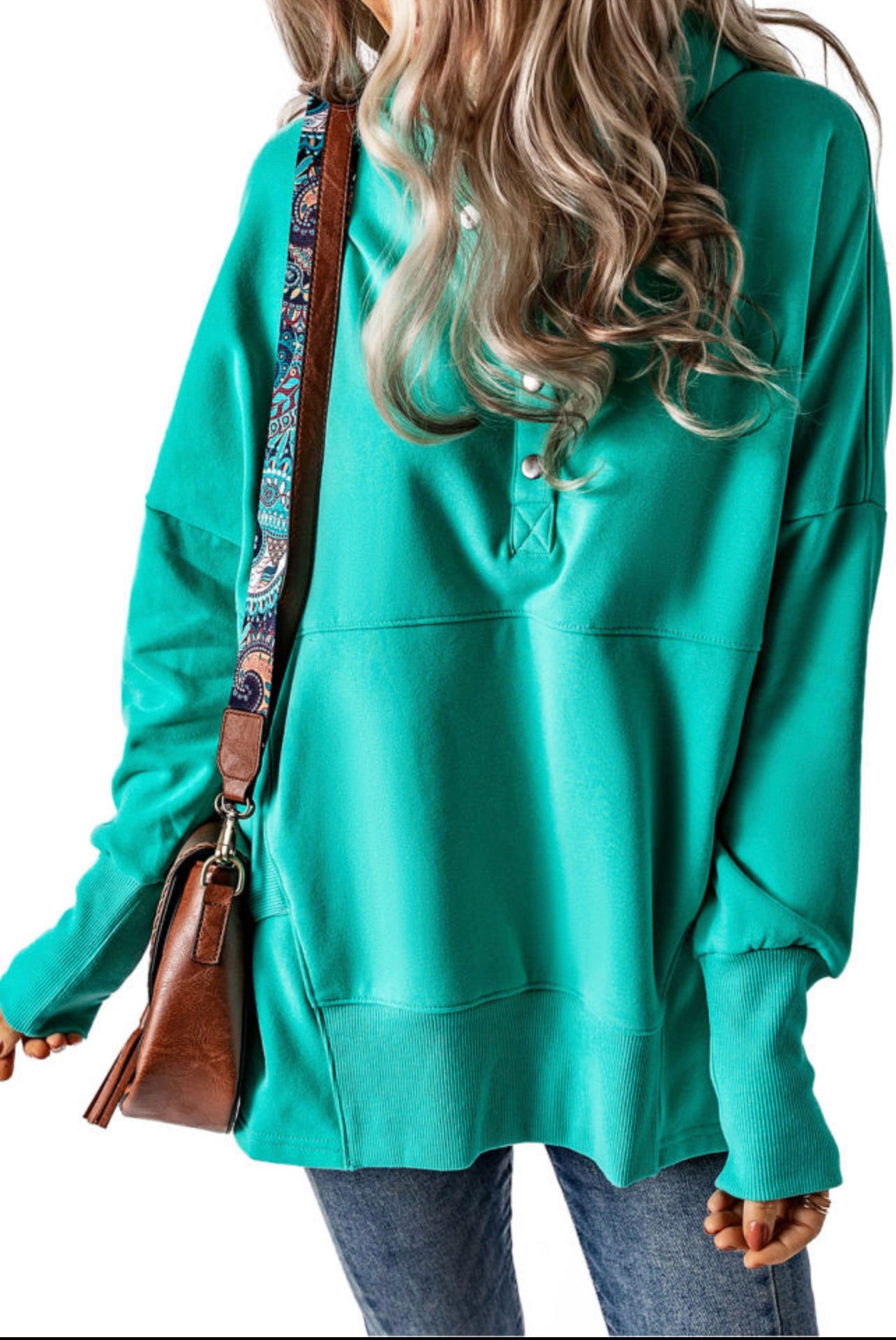Turquoise Henley Hoodie
