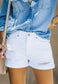 White Distressed Denim Shorts