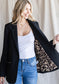 Black Leopard Lined Blazer