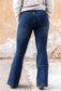 Blue High Rise Buttoned Flared Jeans
