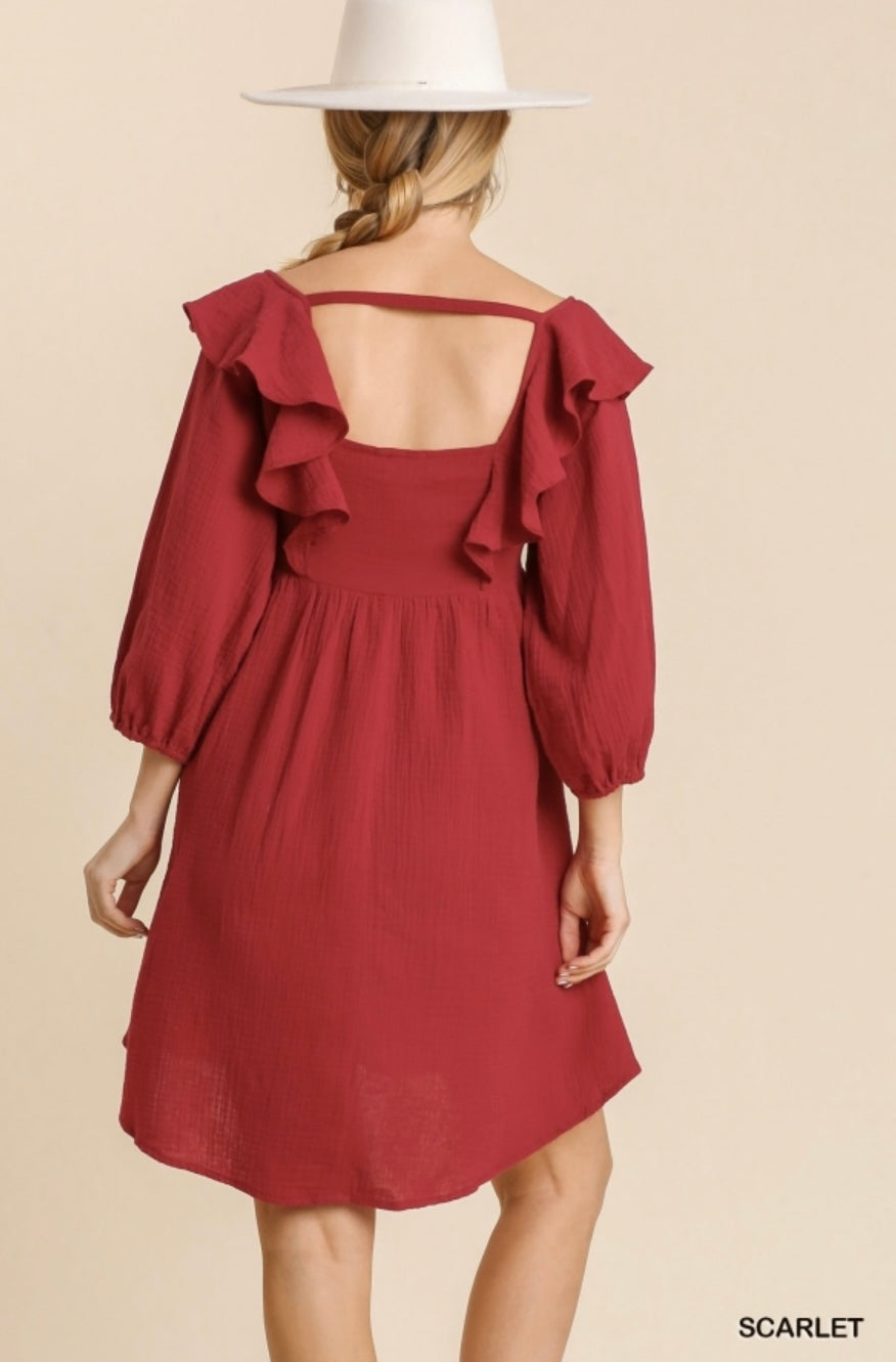 Scarlet Smocking Ruffle Dress