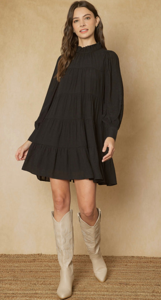 Remi Black High Neck Dress